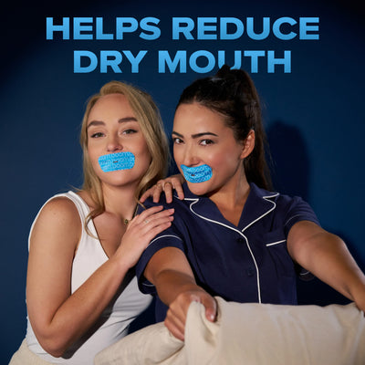 Two women wearing mouth tape